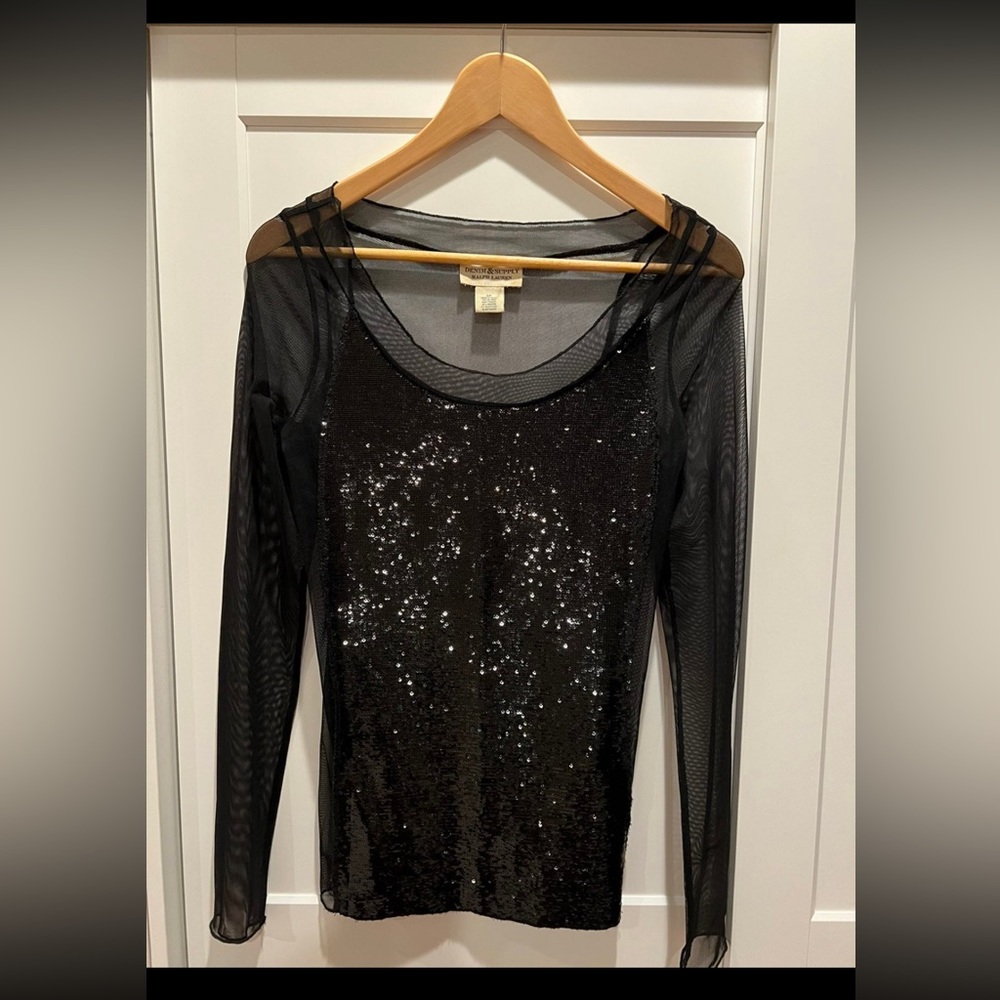 Women's Denim and Supply Sequin Sheer Shirt